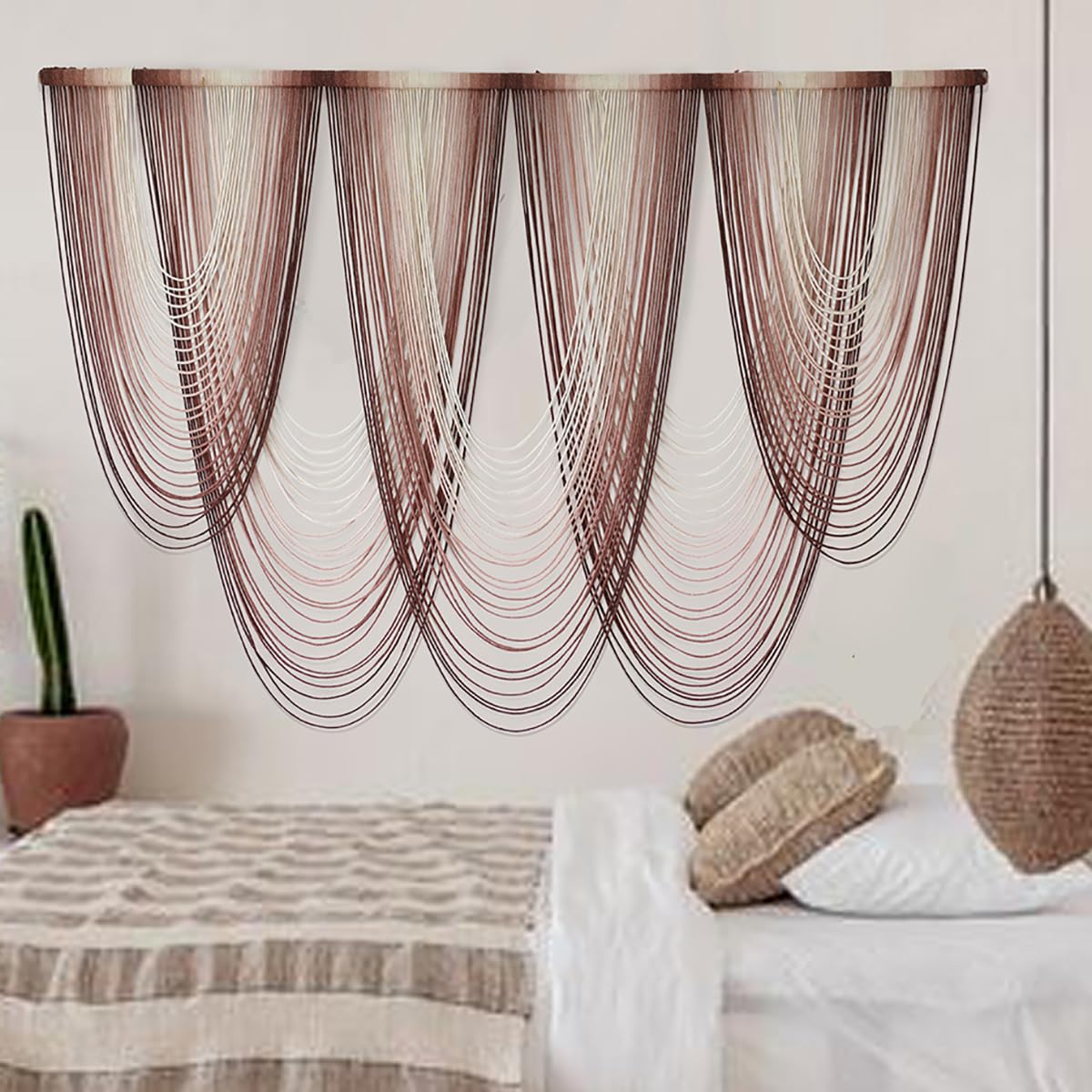 Macrame Wall Hanging Pink Dip Dyed Large Macrame Wall Decor Fiber Art