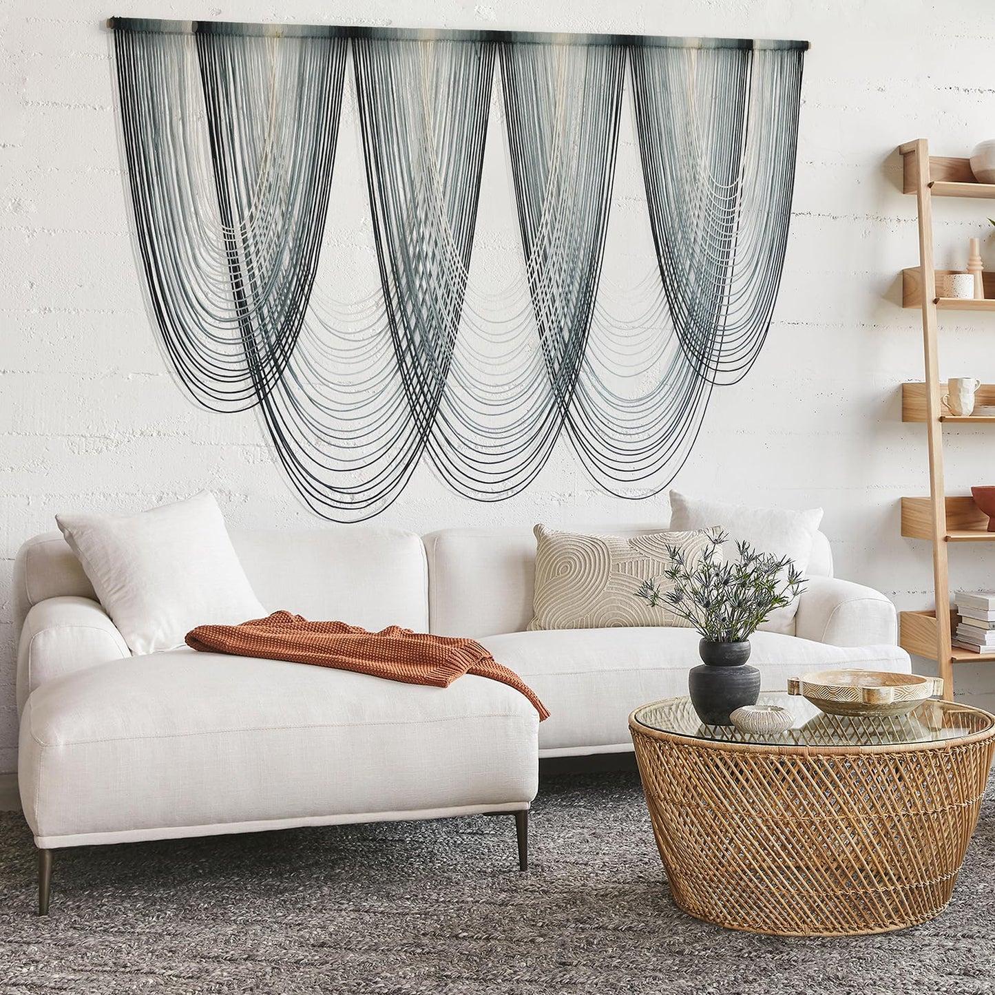 Large Macrame Wall Hanging Dip-Dyed Boho Wall Decor Craftsmanship Fiber Art