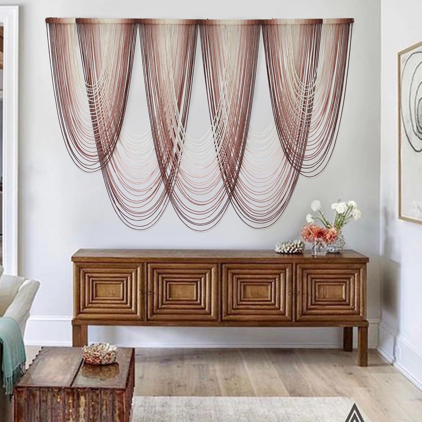 Macrame Wall Hanging Pink Dip Dyed Large Macrame Wall Decor Fiber Art