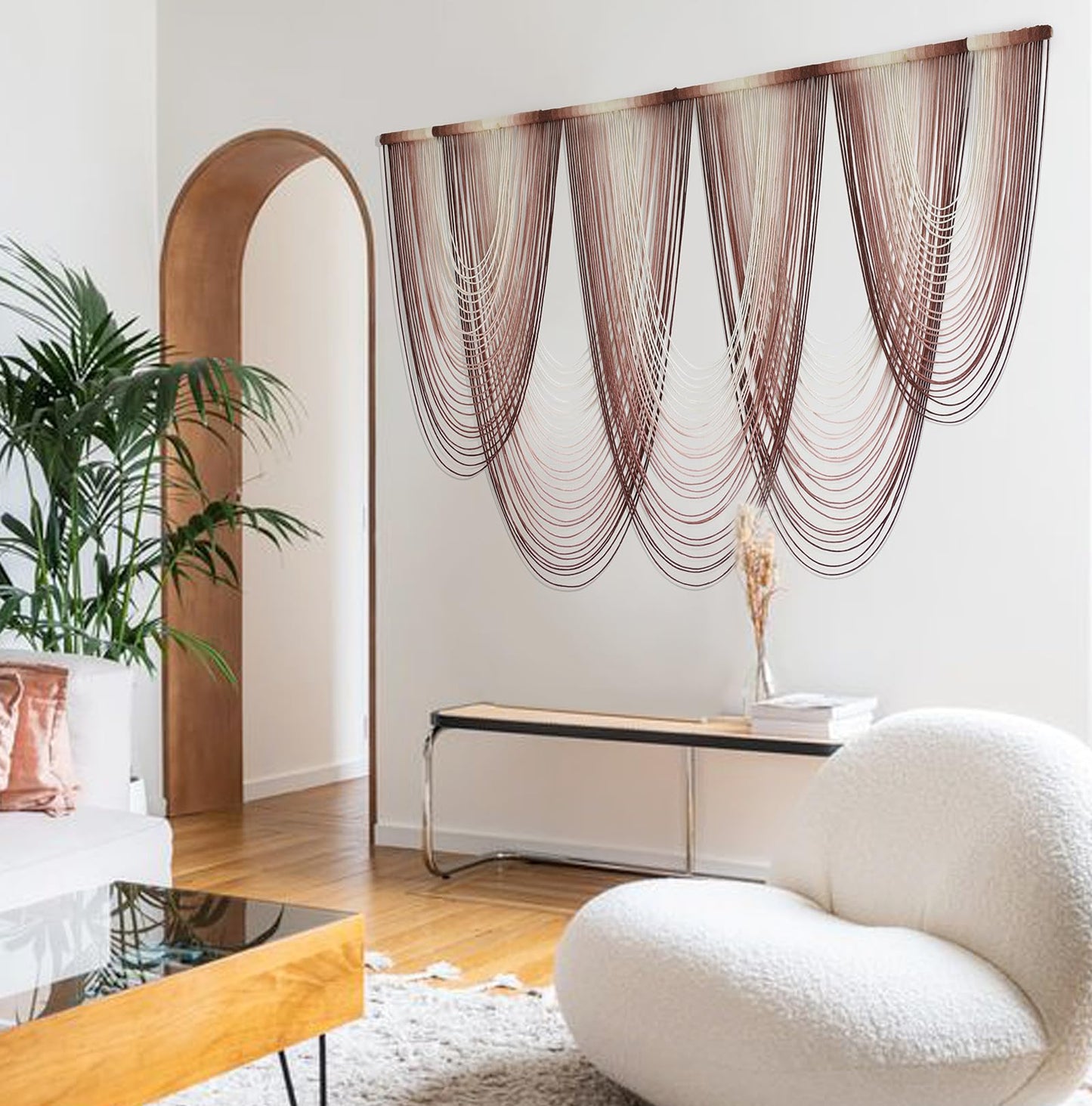 Macrame Wall Hanging Pink Dip Dyed Large Macrame Wall Decor Fiber Art