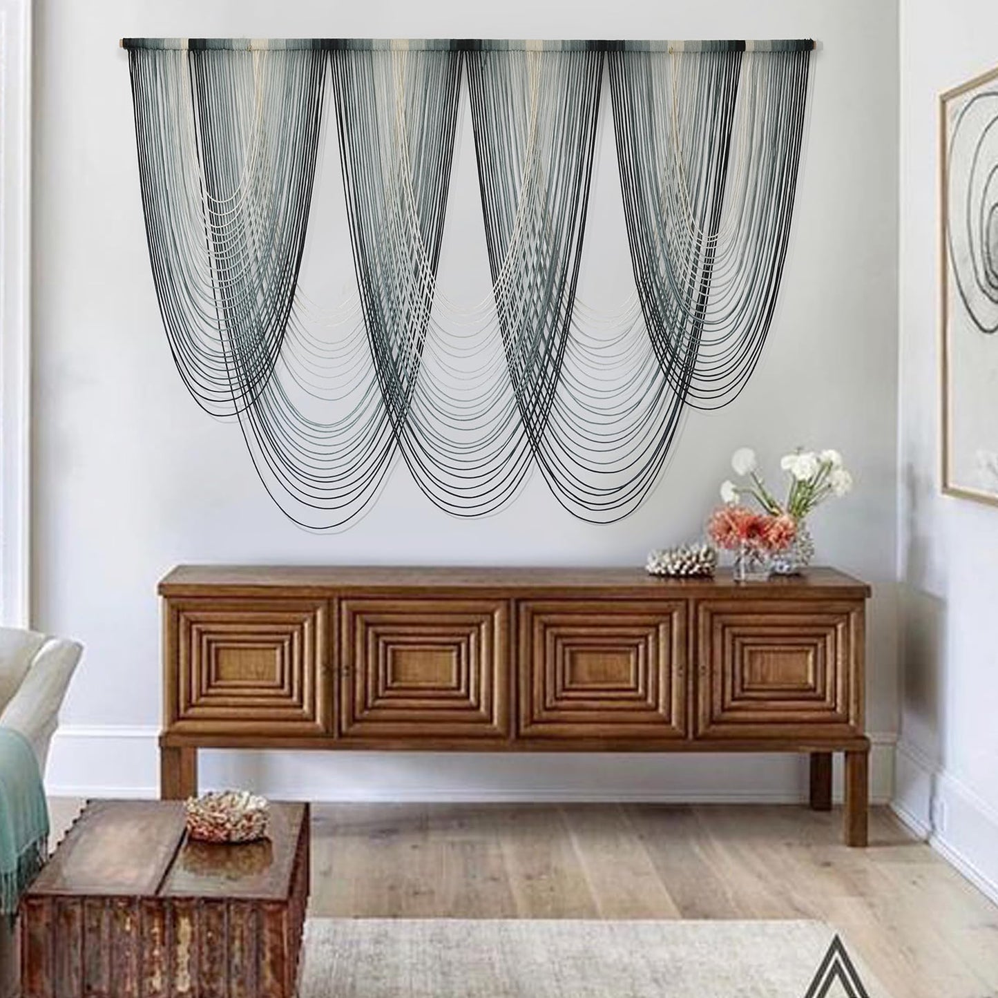 Large Macrame Wall Hanging Dip-Dyed Boho Wall Decor Craftsmanship Fiber Art