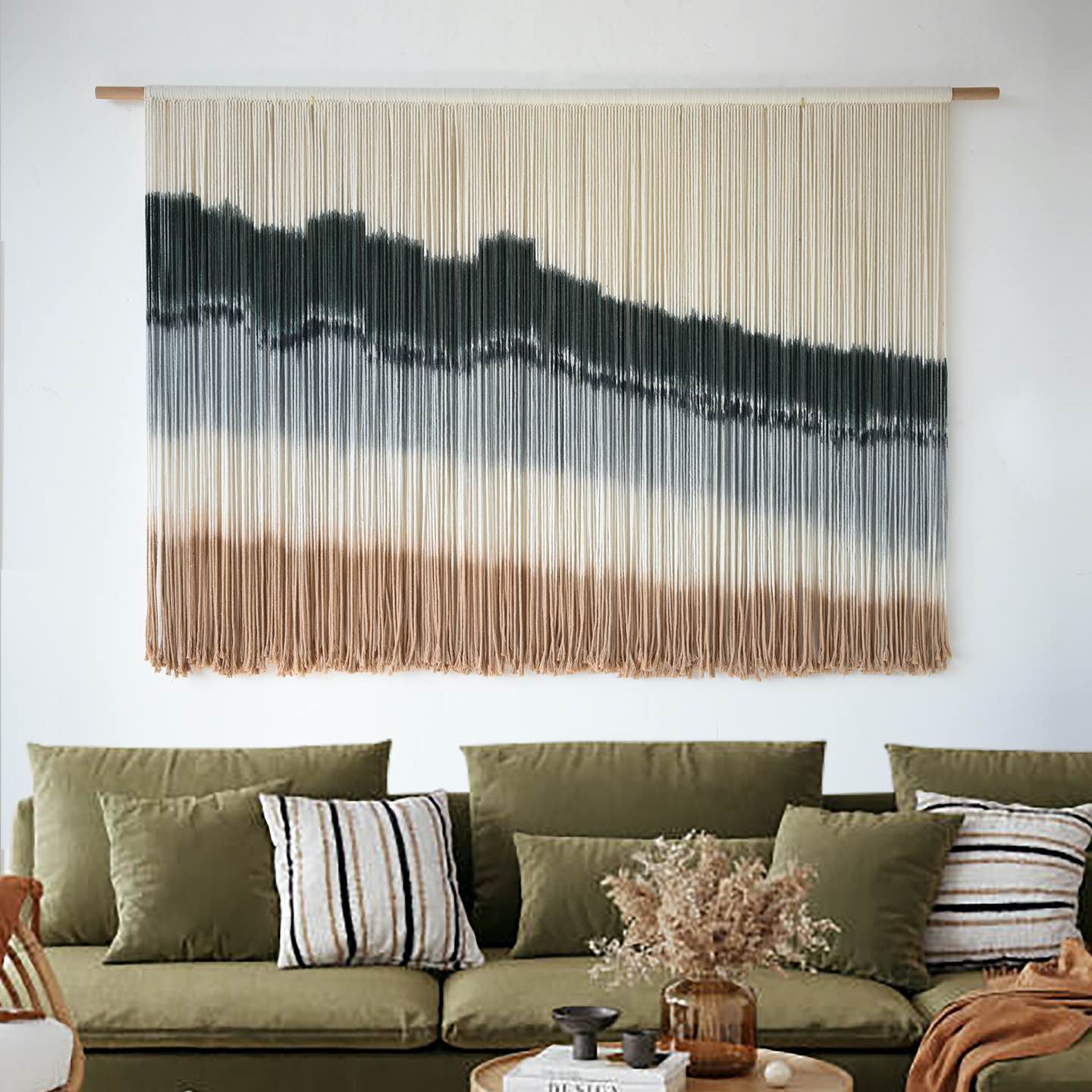 Large Macrame Wall Hanging Dip Dye Craftsmanship Fiber Yarn Wall Art Home Decor
