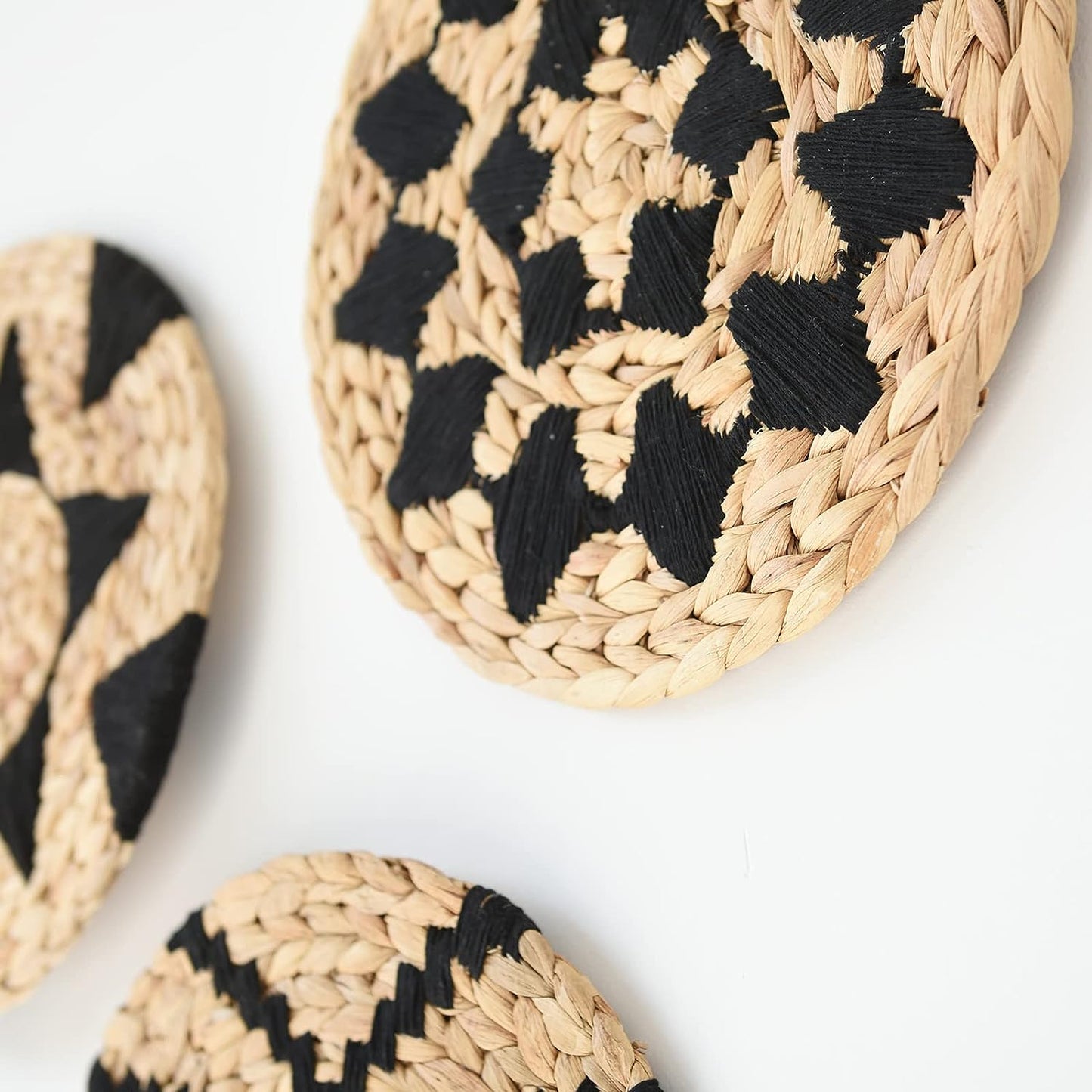 Wall Baskets Decor Black Woven Boho Wall Decor Home Room Decor Macrame Wall Baskets (12"*3)