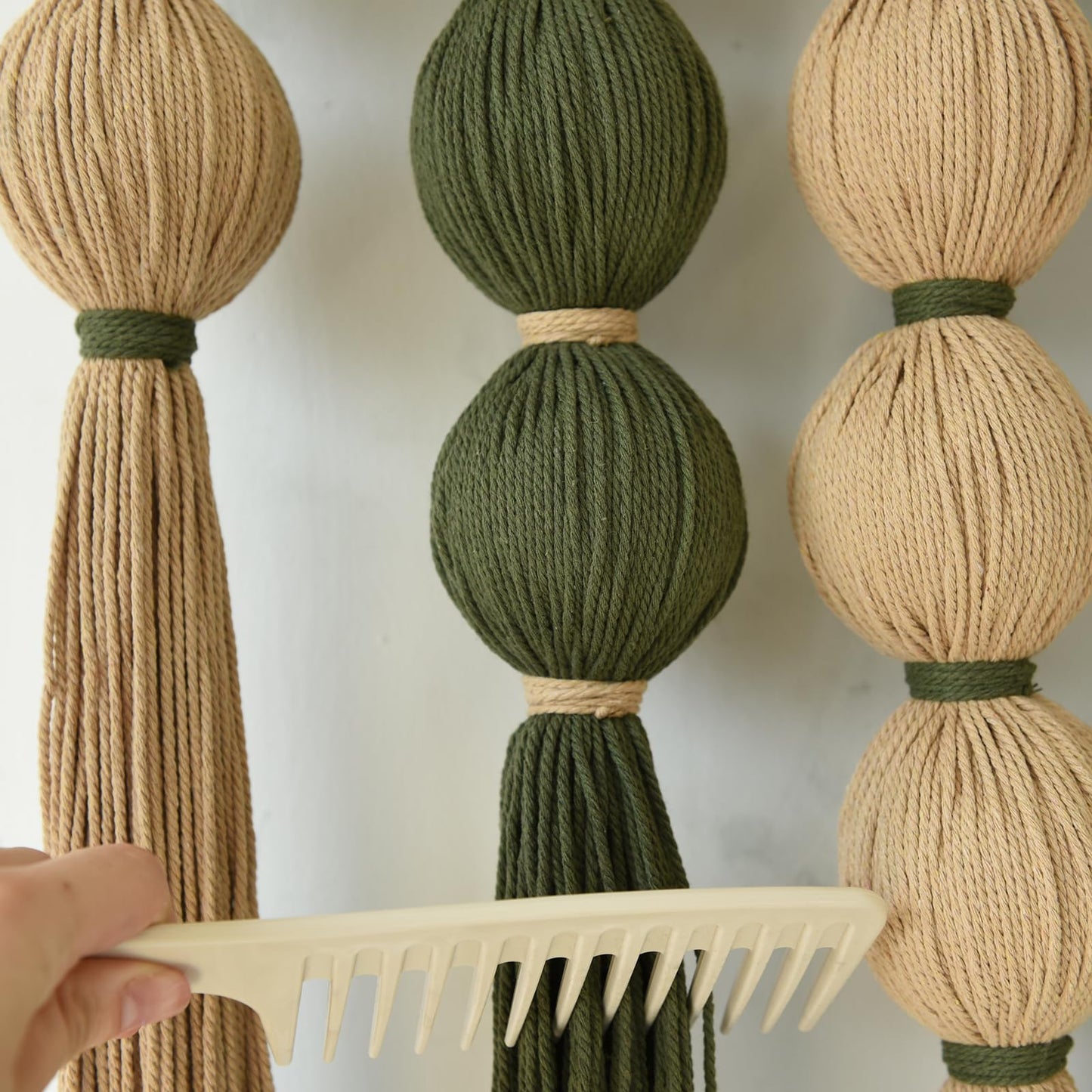 Macrame Wall Hanging Green Jute Sphericity Cotton Textile Wall Hanging