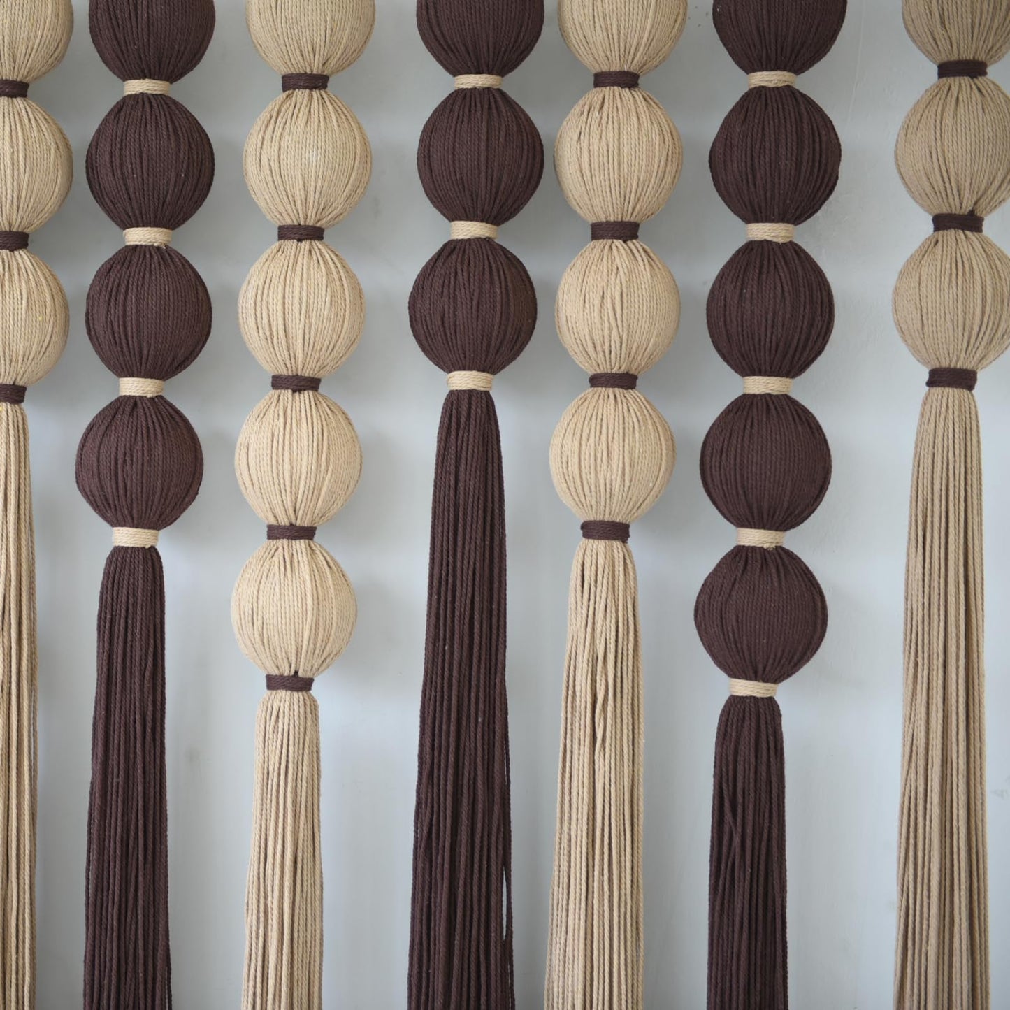 Macrame Wall Hanging Brown Khaki Sphericity Cotton Textile Yarn Wall Art