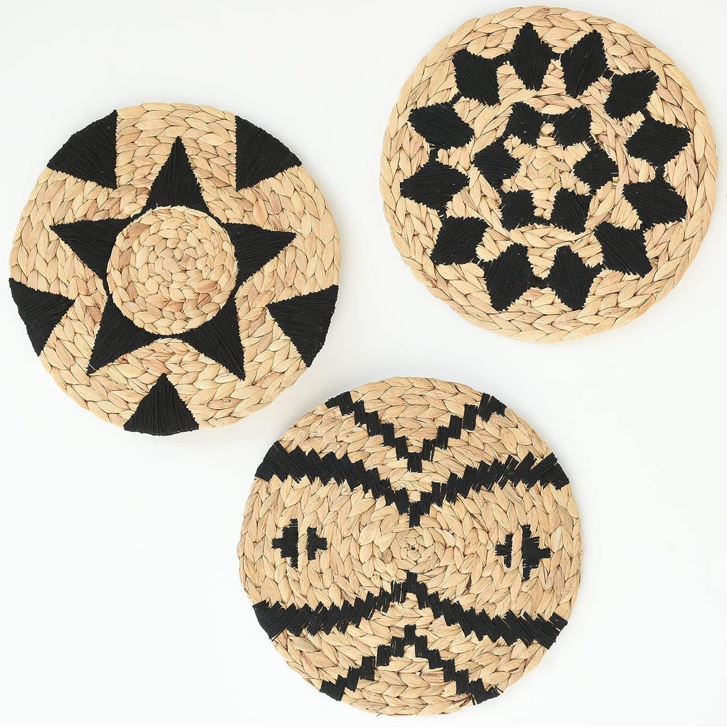 Wall Baskets Decor Black Woven Boho Wall Decor Home Room Decor Macrame Wall Baskets (12"*3)