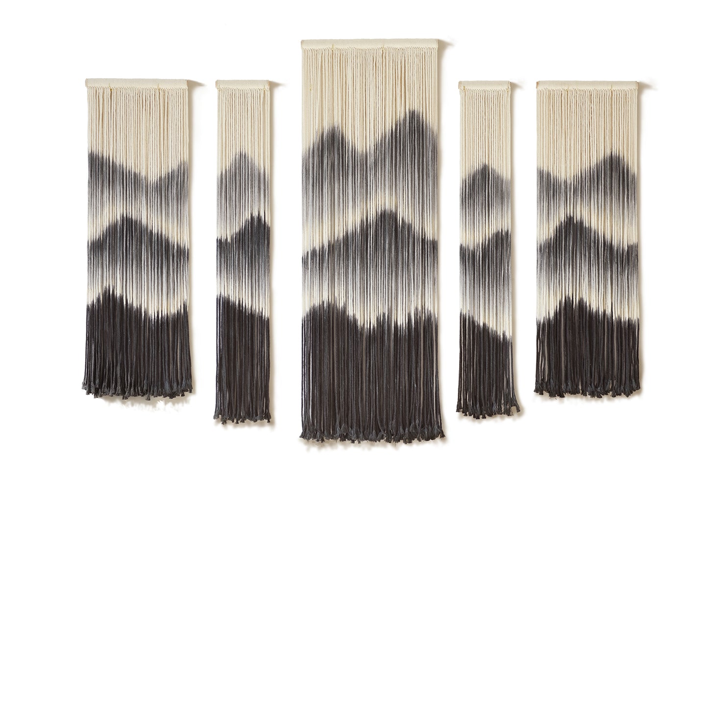 Macrame Wall Hanging Handmade Dip-Dyed Mountain Macrame Wall Decor ,Set of 6