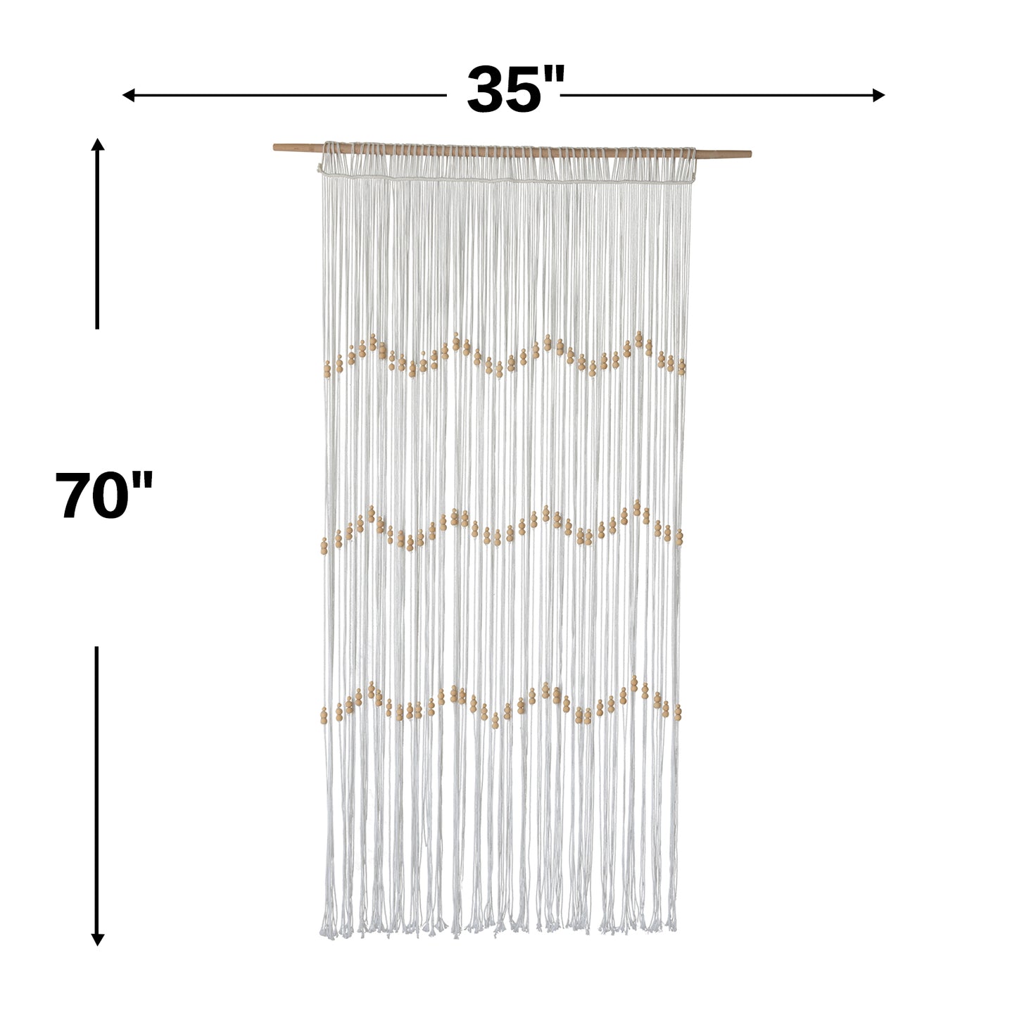 Macrame Curtain Beaded Doorway Panel Backdrop White