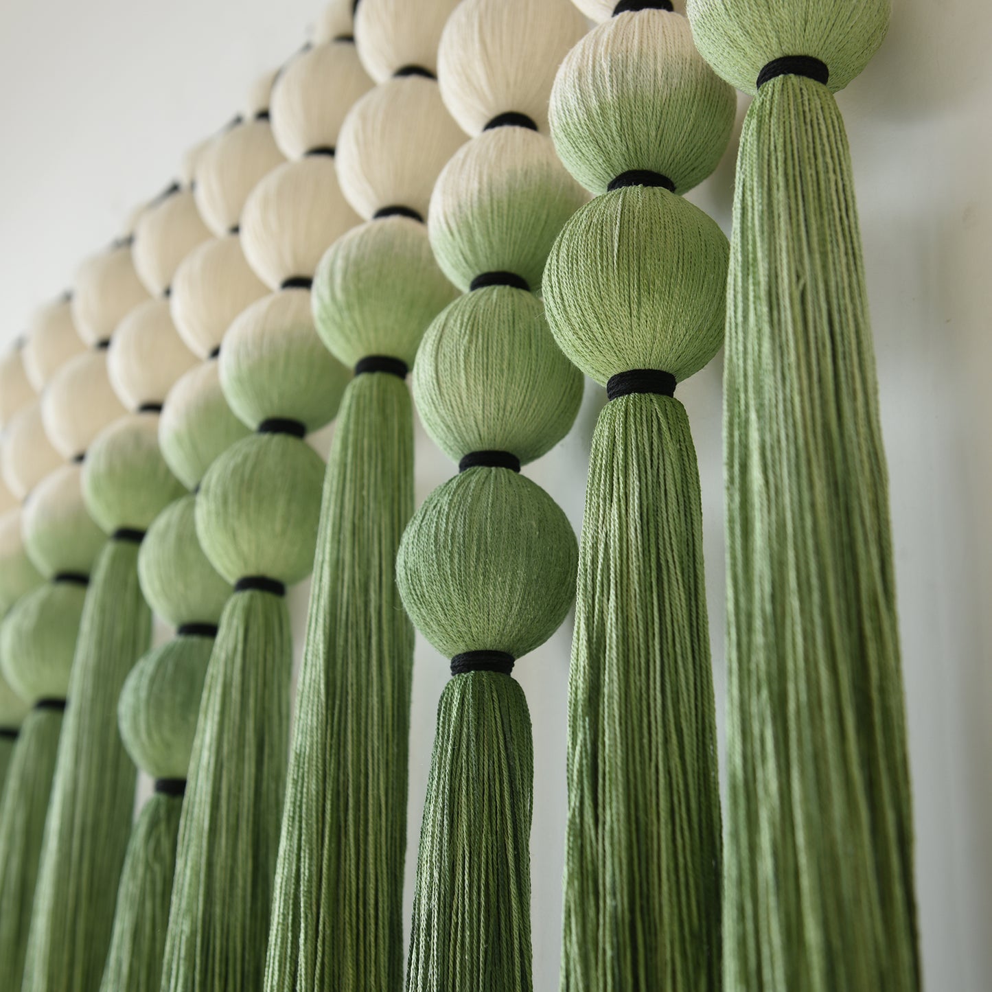 Macrame Wall Decor Green Dip Dye Sphericity Cotton Textile Wall Art
