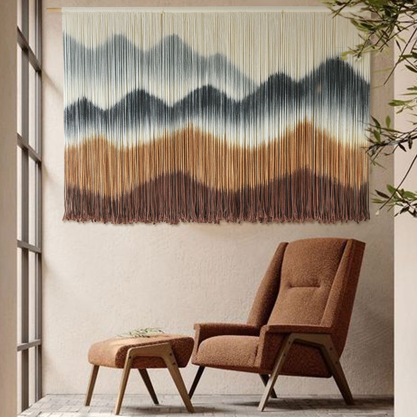 Macrame Wall Hanging Mountain Dip-Dyed Macrame Wall Decor