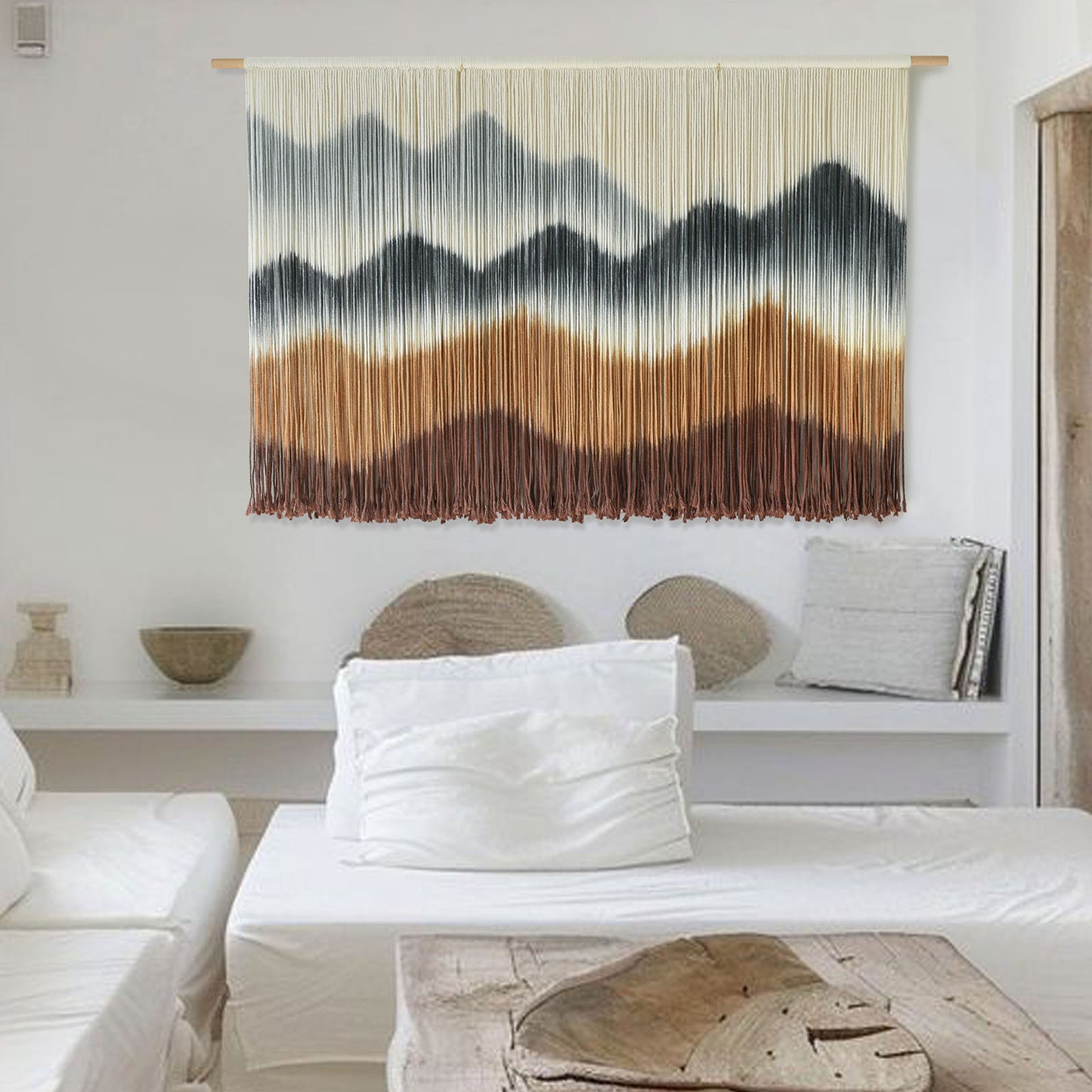 Macrame Wall Hanging Mountain Dip-Dyed Macrame Wall Decor