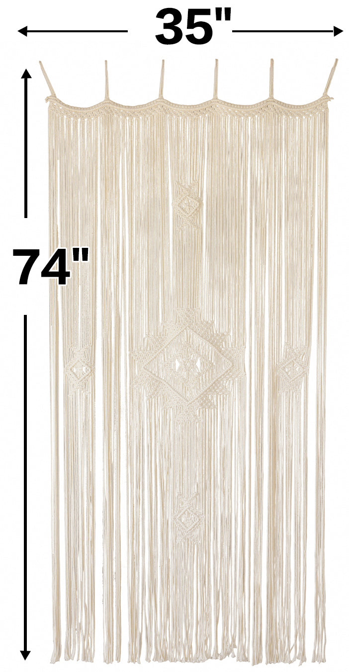 Macrame Curtain Handmade Ivory Boho Curtains for Bedroom