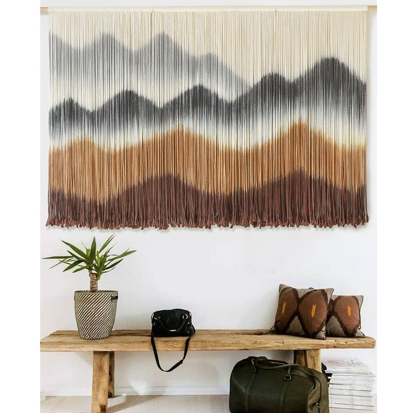 Macrame Wall Hanging Mountain Dip-Dyed Macrame Wall Decor
