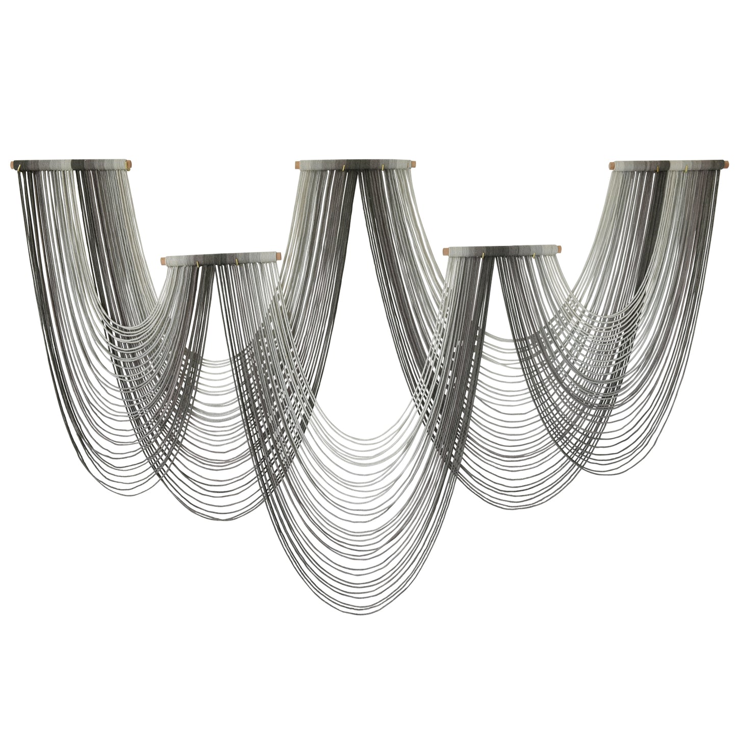 Large Macrame Wall Hanging Dip-Dyed Grey Purple Craftsmanship Fiber Art