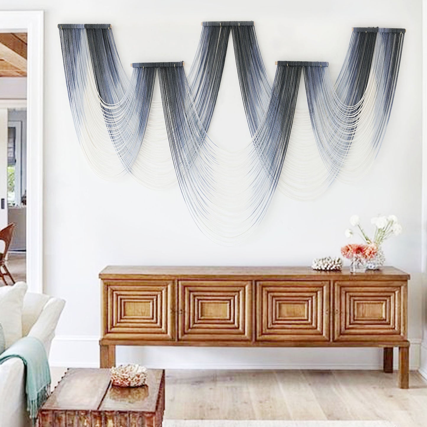 Macrame Wall Hanging Decor Dip-Dyed Macrame Wall Art Craftsmanship Fiber Art