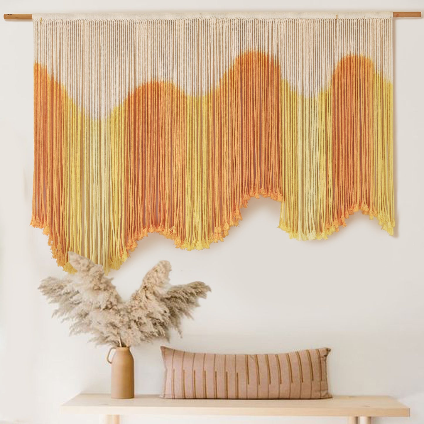 Macrame Wall Hanging Yellow Dip-Dyed Boho Macrame Wall Decor