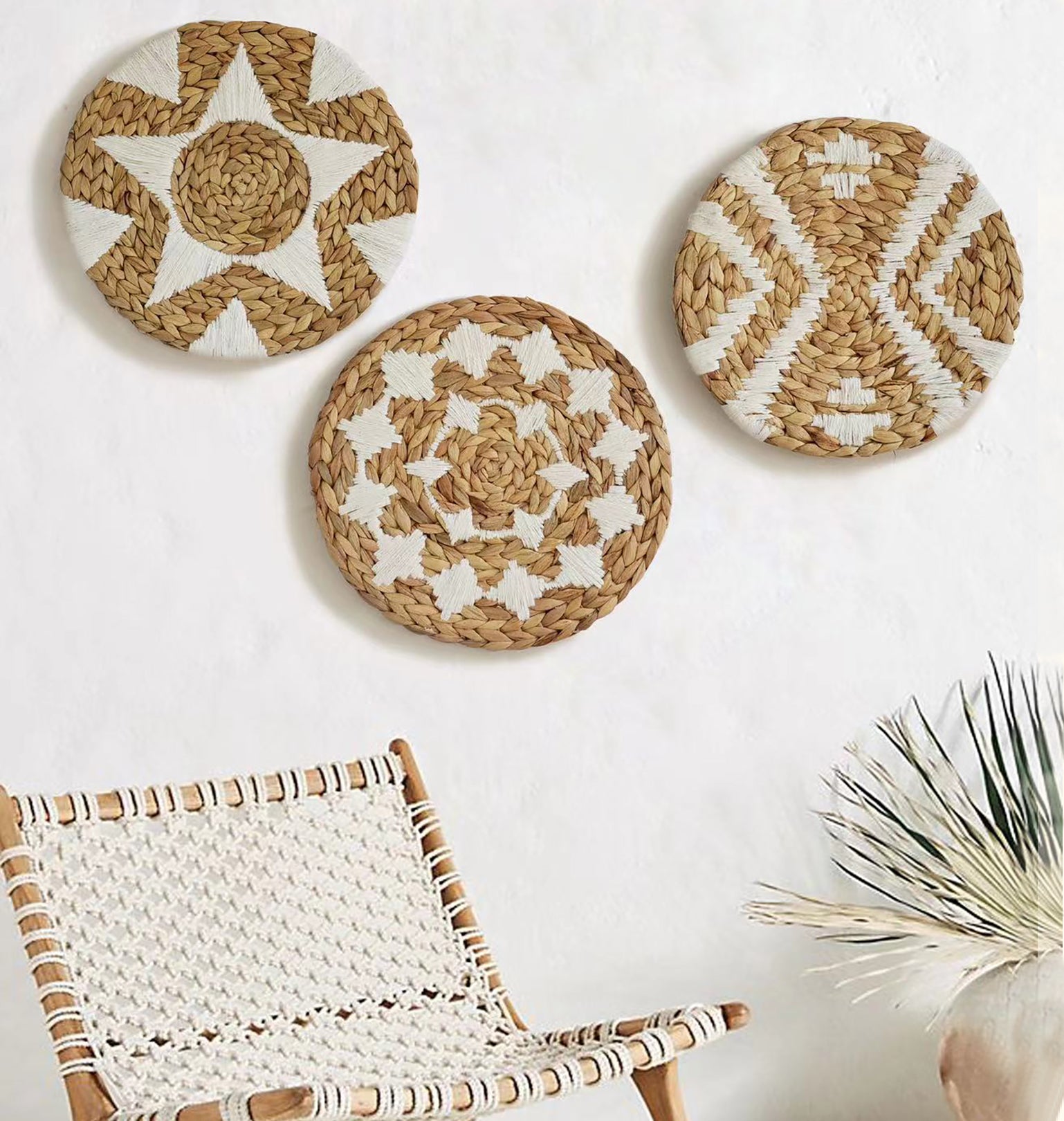 Woven Wall Basket Decor Set of 3 Boho Wall Decor
