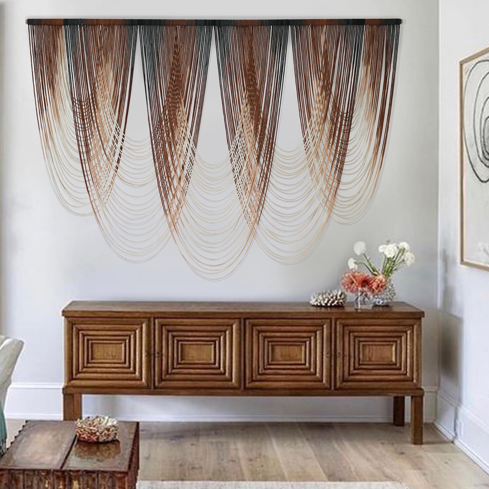 Macrame Wall Hanging Brown Dip-Dyed Large Macrame Wall Decor For Living Room