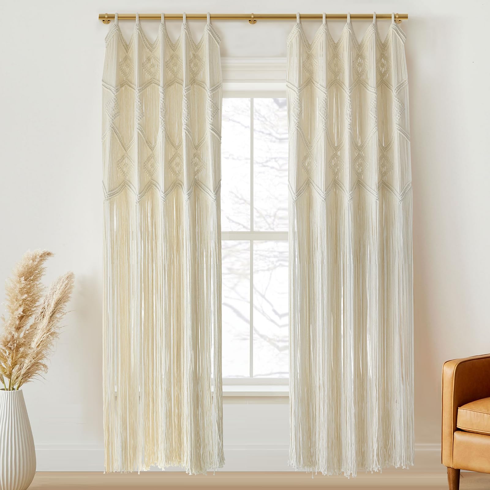 Macrame Curtains Windows 2 Panels Wedding Backdrop