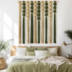 Macrame Wall Hanging Green Jute Sphericity Cotton Textile Wall Hanging