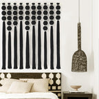 Black Macrame Wall Hanging Sphericity Cotton Textile  Fiber Yarn Art