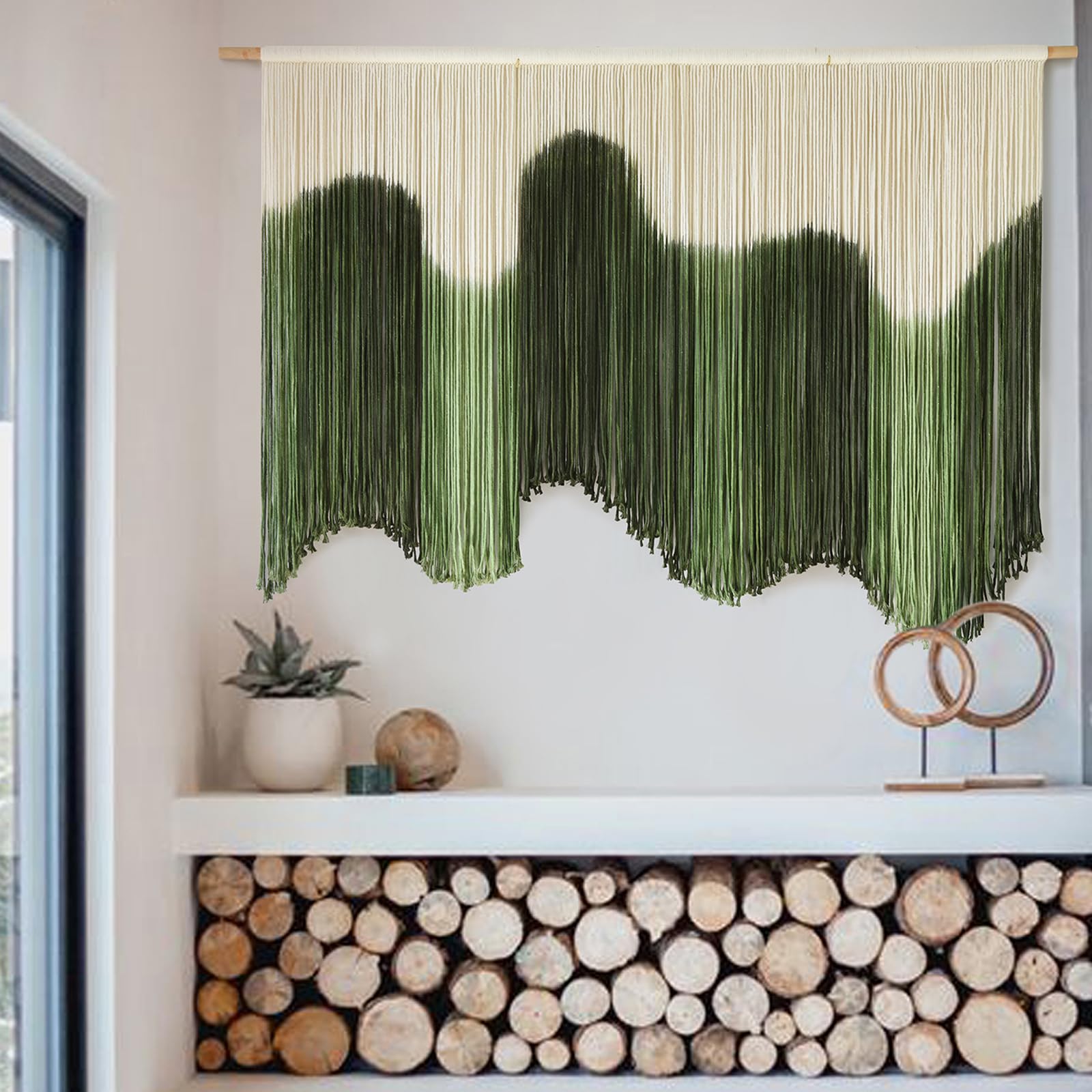 Large Macrame Wall Hanging Green Dip-Dyed Wall Art