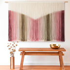 Large Macrame Wall Hanging Pink Tie-Dye Yarn Wall Art
