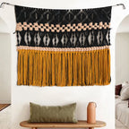 Macrame Wall Hanging Black Woven Macrame Wall Decor Boho Wall Decor
