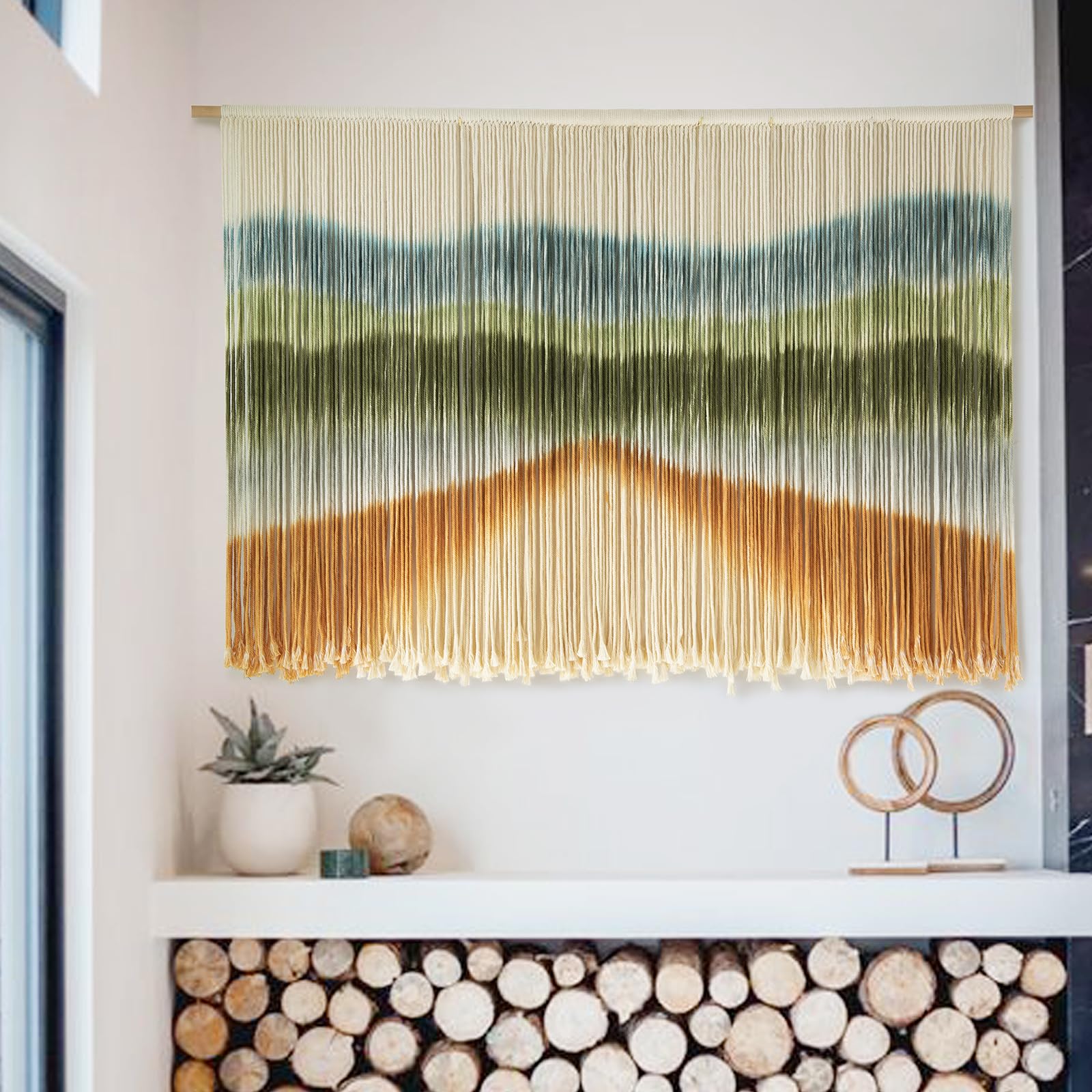 Macrame Wall Hanging Dip-Dye Chic Home Decor Living Room Backdrop