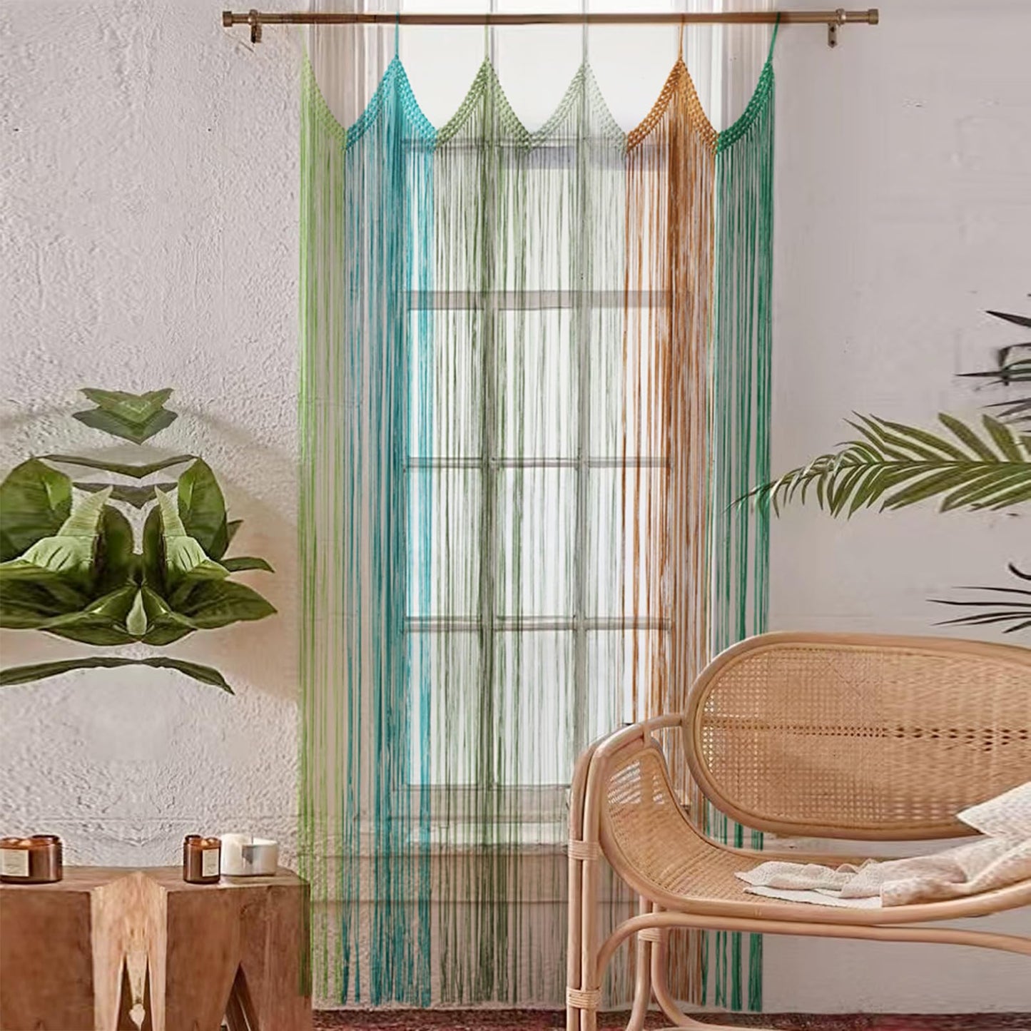 Macrame Curtain Boho Doorway Window Curtains for Wall Door Divider Windows Door Wedding Background(Colorful)