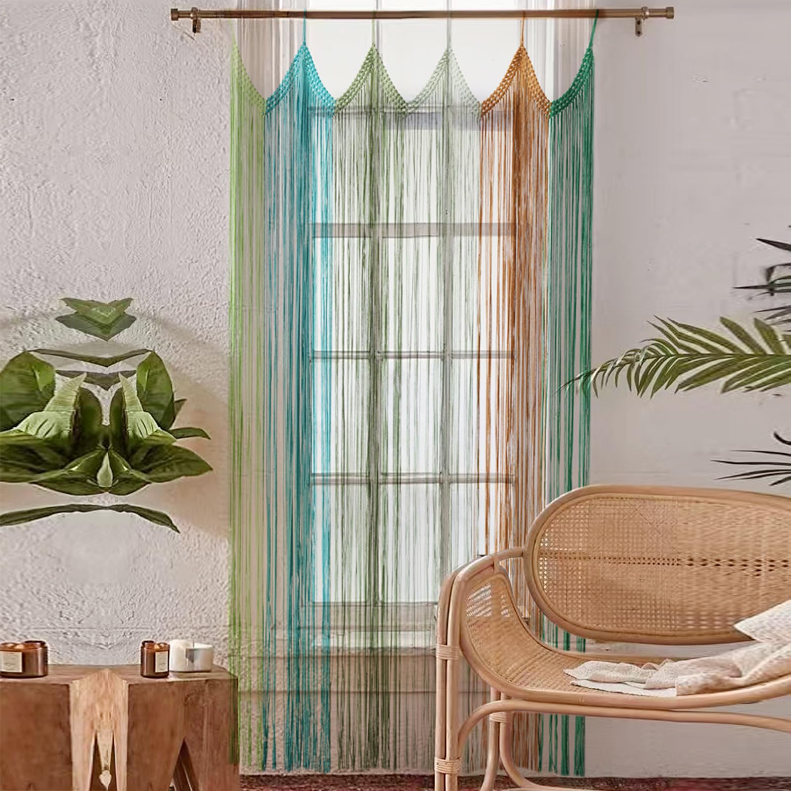 Macrame Curtain Boho Doorway Window Doway Curtains for Background(Colorful)
