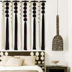 Large Macrame Wall Hanging Black and White Sphericity Cotton Fiber Yarn Art