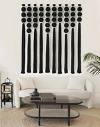 Black Macrame Wall Hanging Sphericity Cotton Textile  Fiber Yarn Art