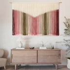 Large Macrame Wall Hanging Pink Tie-Dye Yarn Wall Art