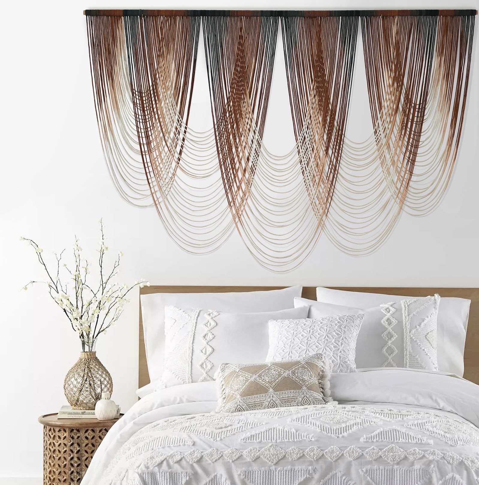 Macrame Wall Hanging Brown Dip-Dyed Large Macrame Wall Decor For Living Room