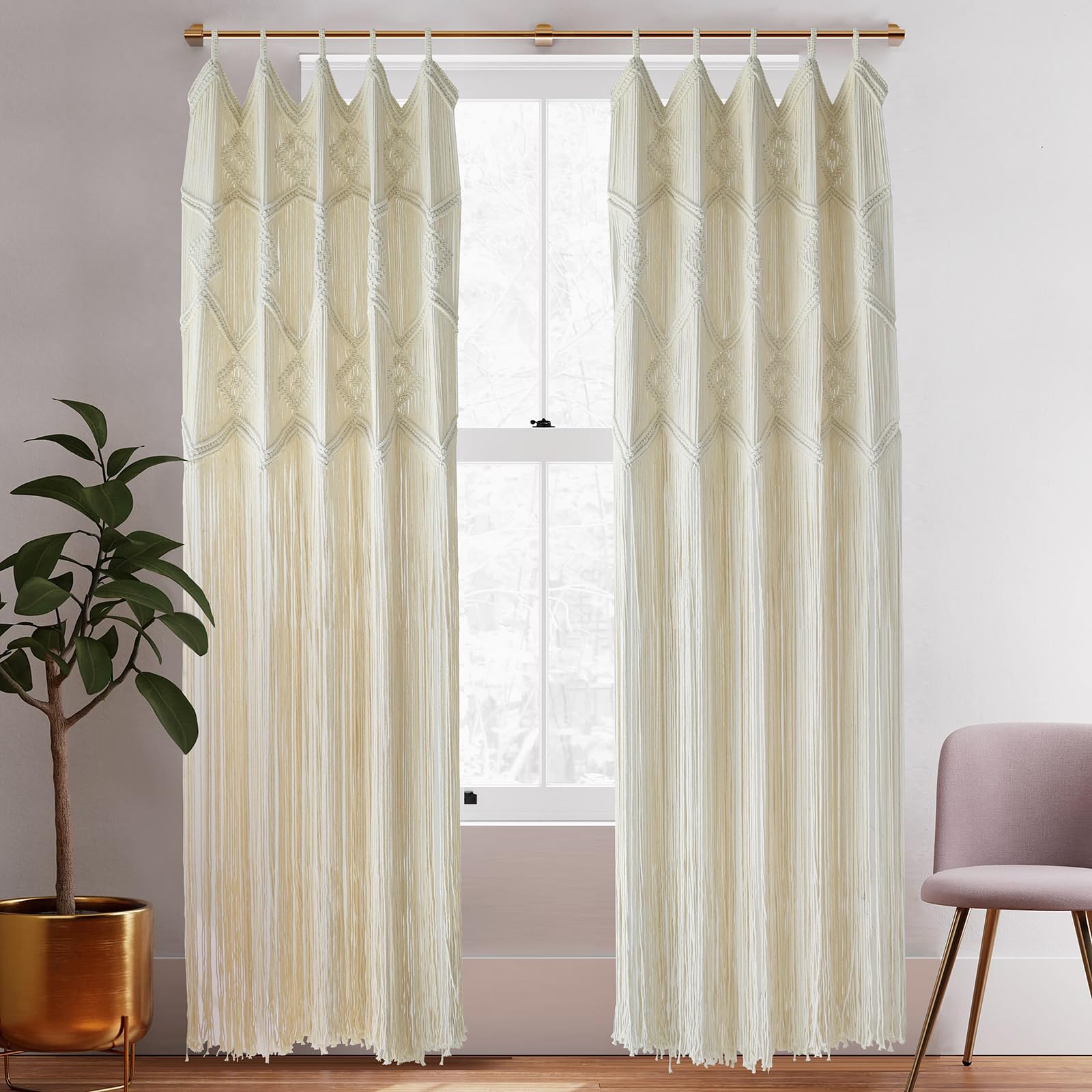 Macrame Curtains Windows 2 Panels Wedding Backdrop