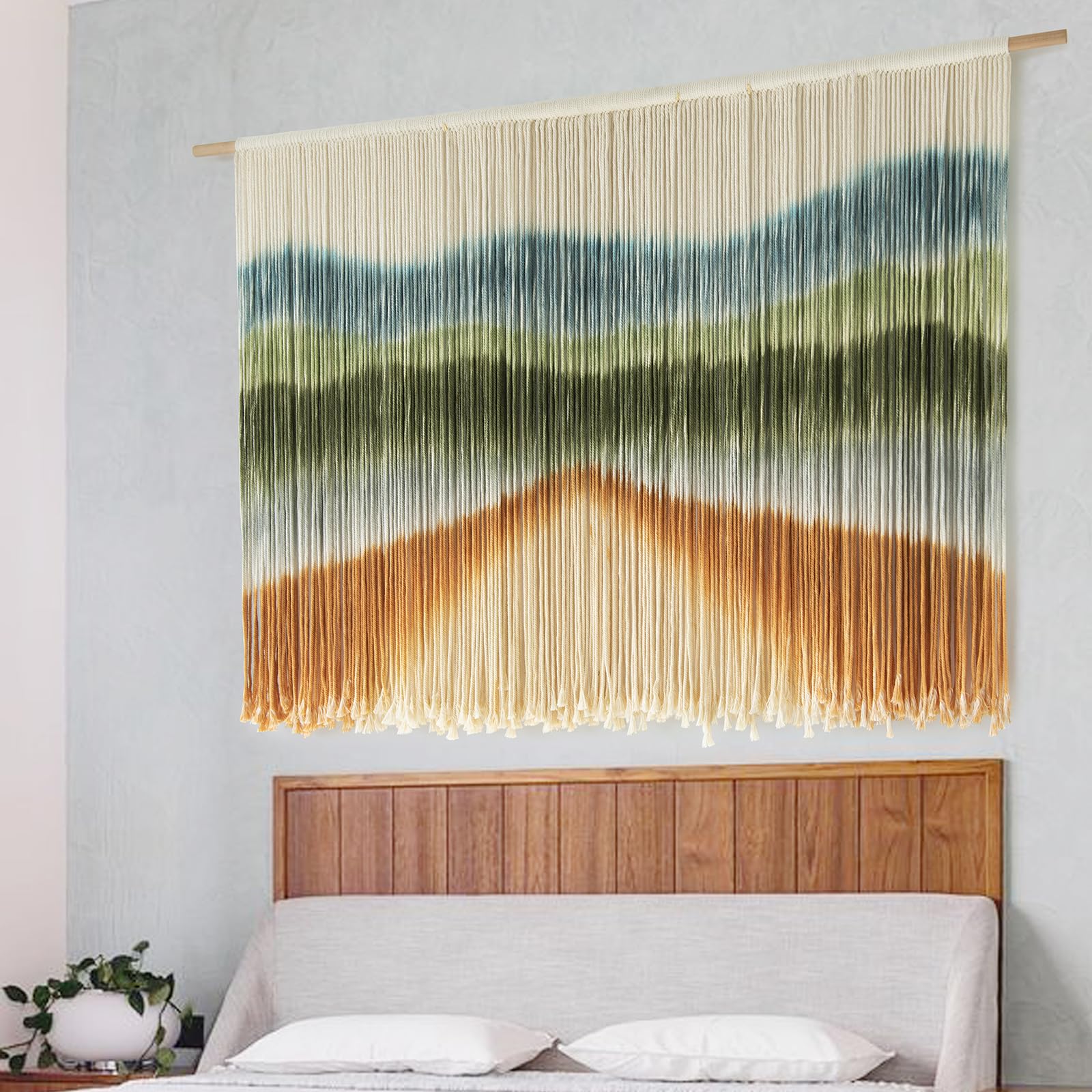 Macrame Wall Hanging Dip-Dye Chic Home Decor Living Room Backdrop