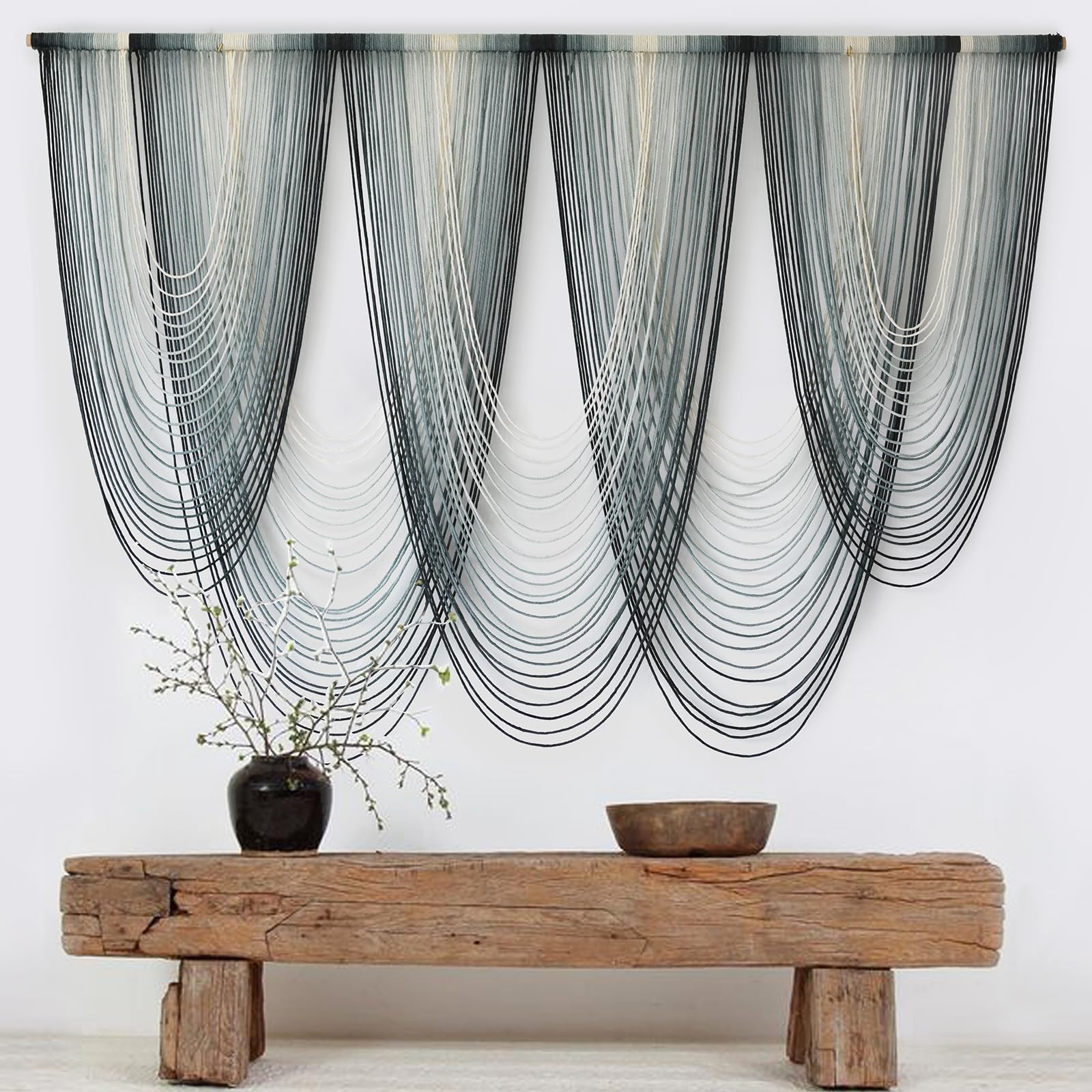 Large Macrame Wall Hanging Dip-Dyed Boho Wall Decor Craftsmanship Fiber Art