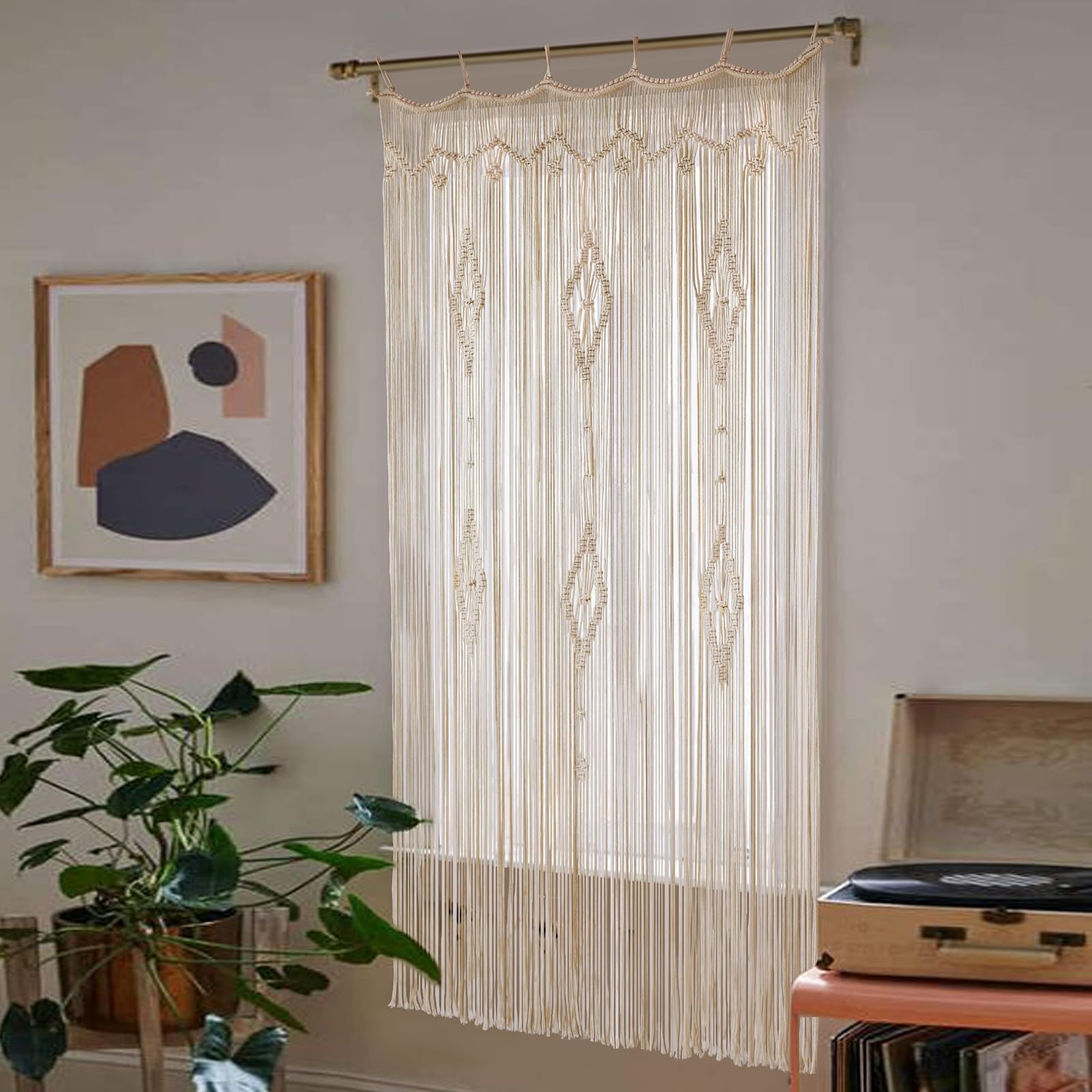 Macrame Curtain Long Cotton Window Curtain Panel Wedding Backdrop