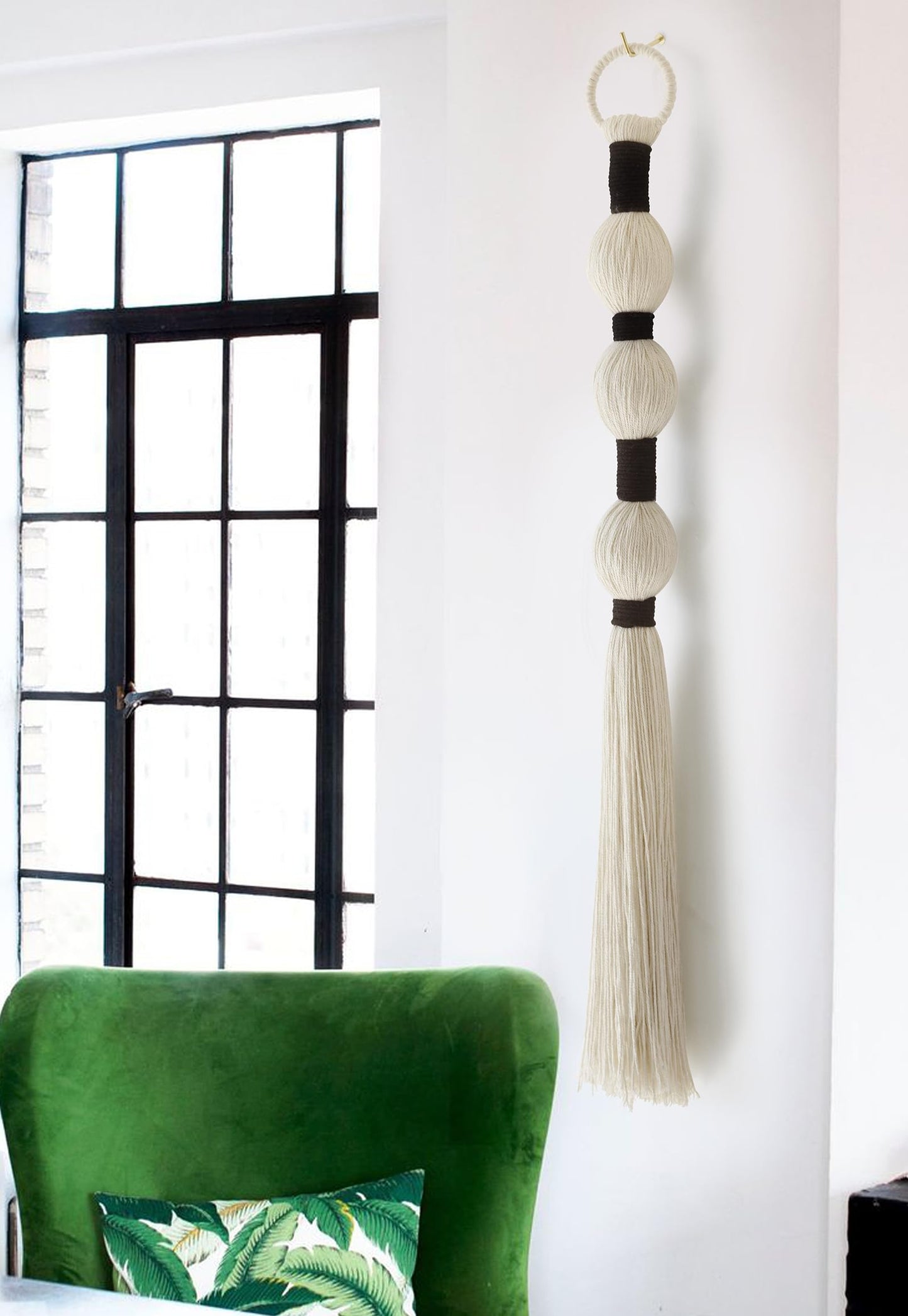 Boho Decor Small Sphericity Cotton Textile Tassel  27'' L x 2.3'' W