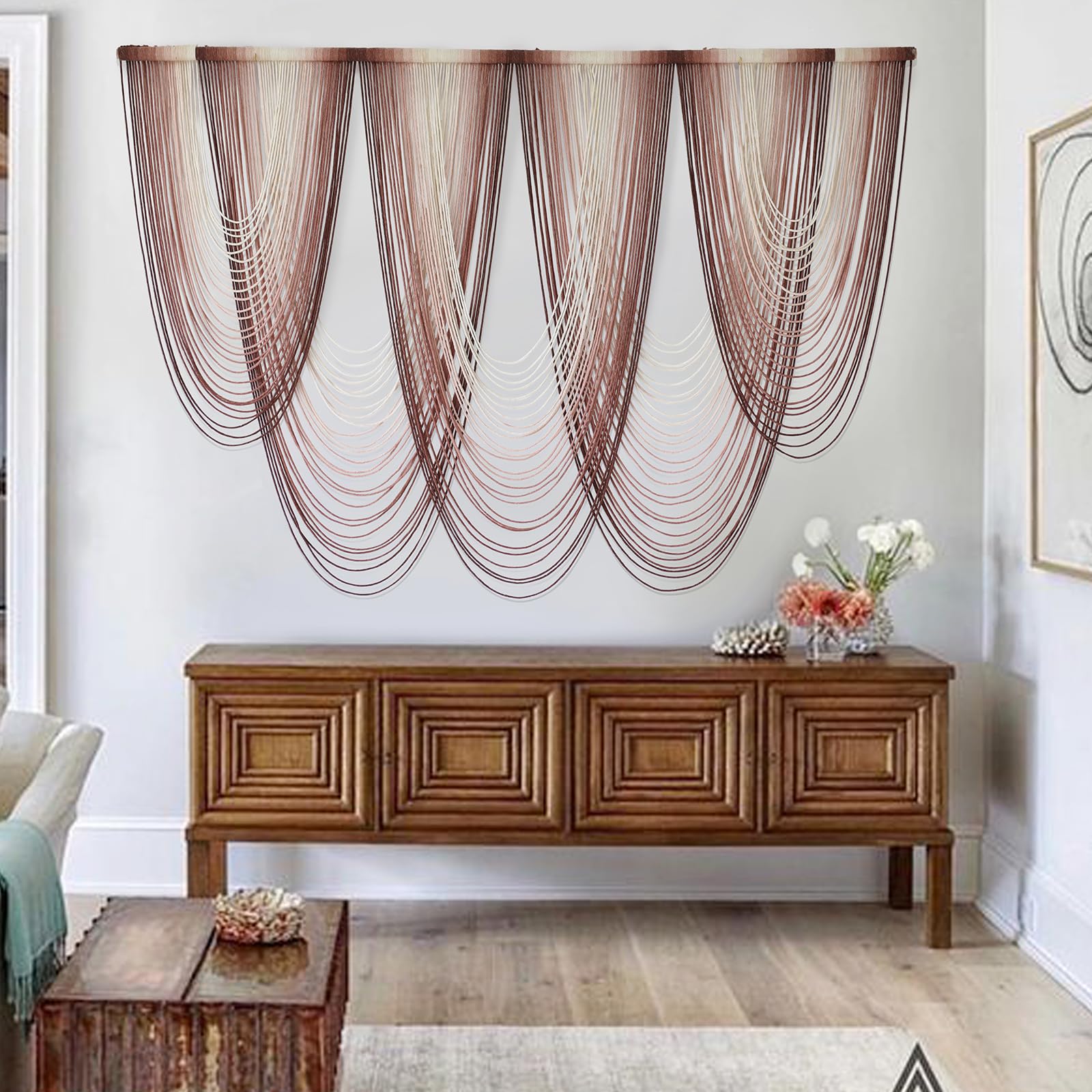 Macrame Wall Hanging Pink Dip Dyed Large Macrame Wall Decor Fiber Art