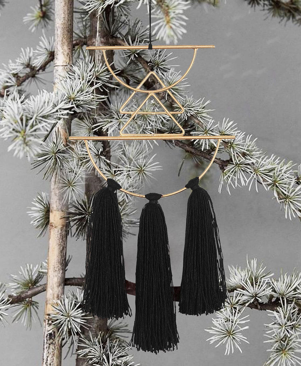 Boho Wall Decor Black Macrame Wall Hanging Metal Wall Art Cute Home Small Wall Decor