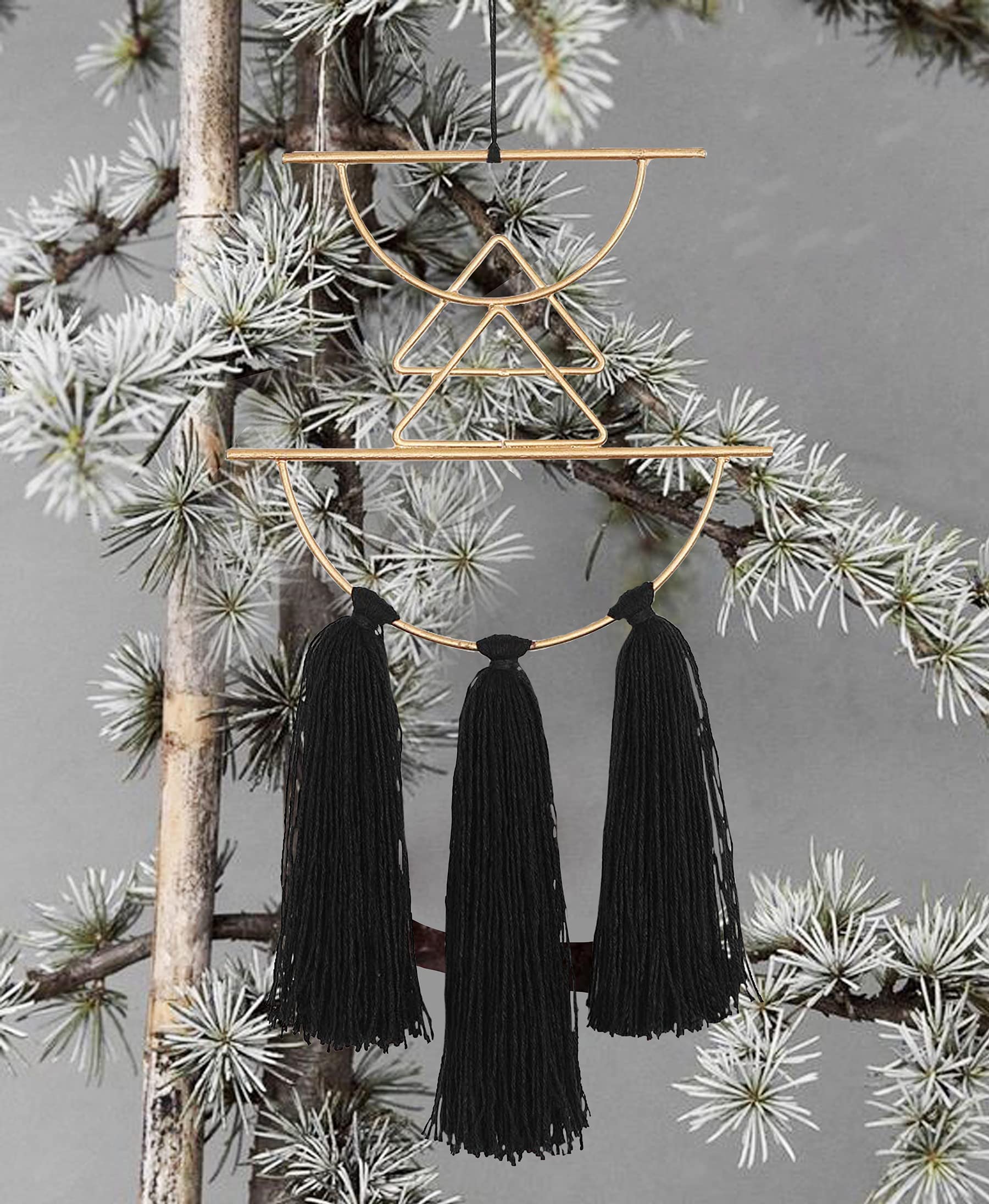Boho Wall Decor Black Macrame Wall Hanging Metal Wall Art Cute Home Small Wall Decor