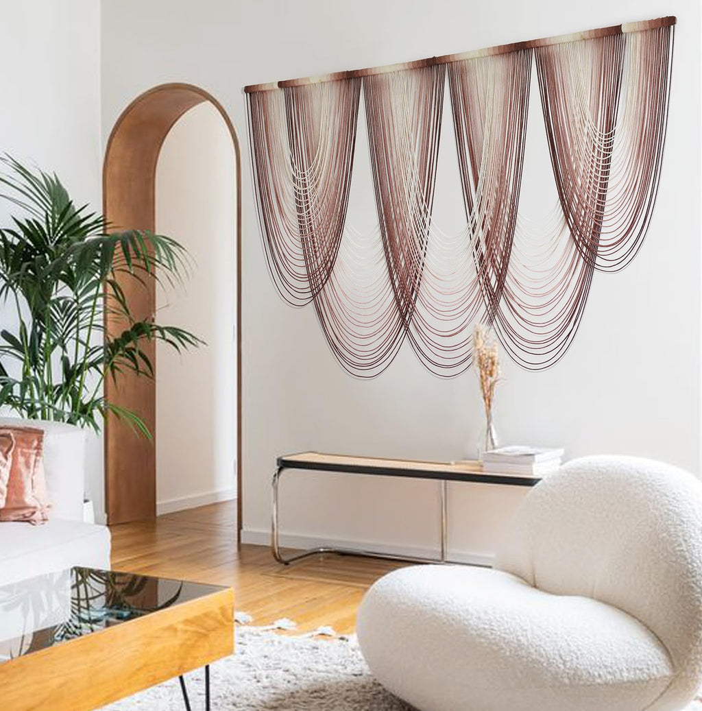 Macrame Wall Hanging Pink Dip Dyed Large Macrame Wall Decor Fiber Art