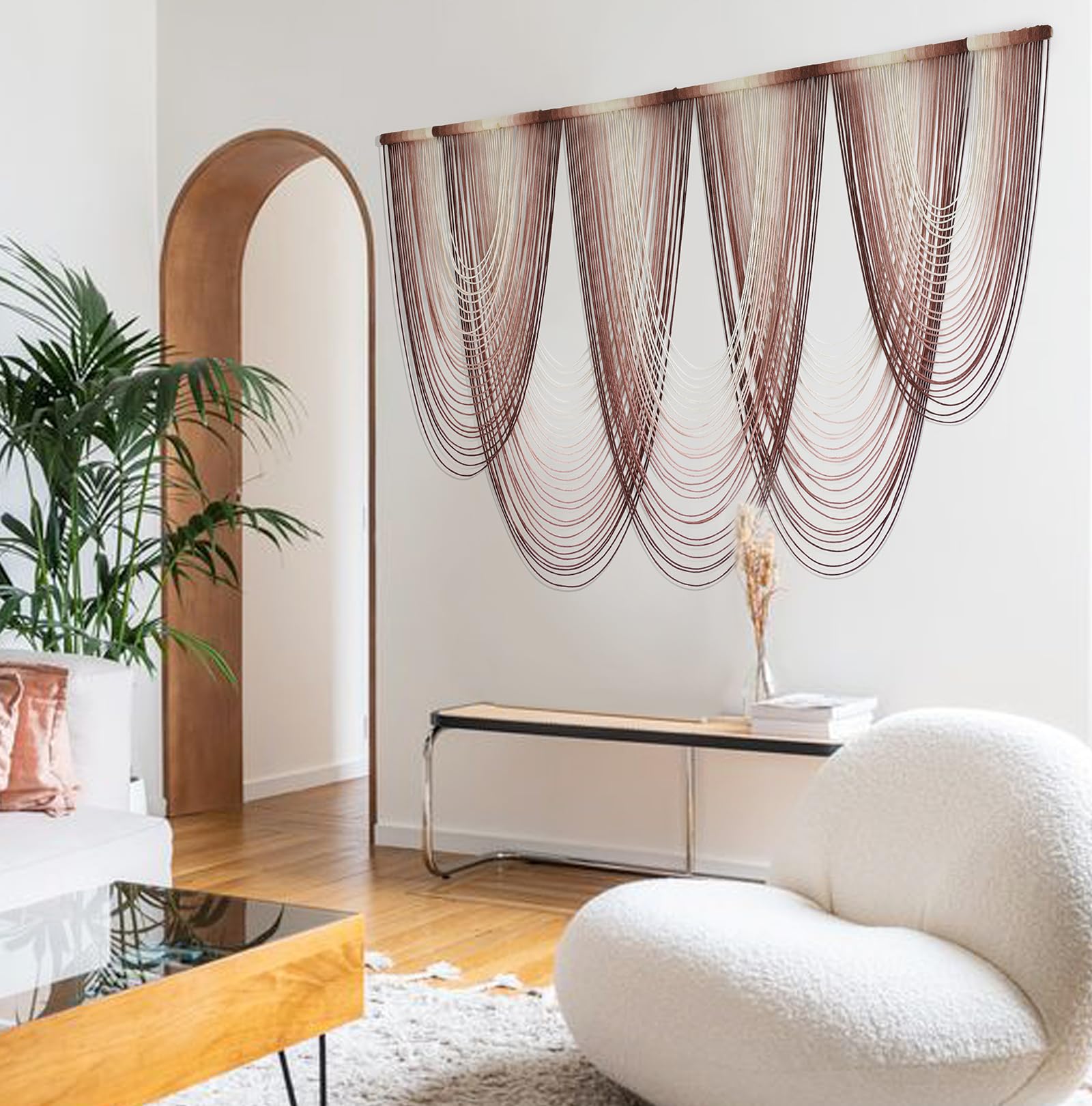 Macrame Wall Hanging Pink Dip Dyed Large Macrame Wall Decor Fiber Art