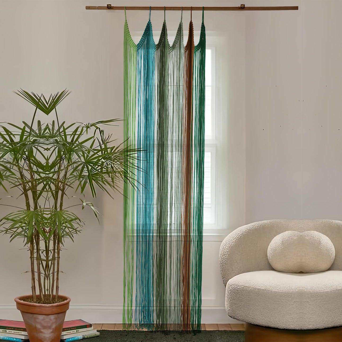 Macrame Curtain Boho Doorway Window Curtains for Wall Door Divider Windows Door Wedding Background(Colorful)