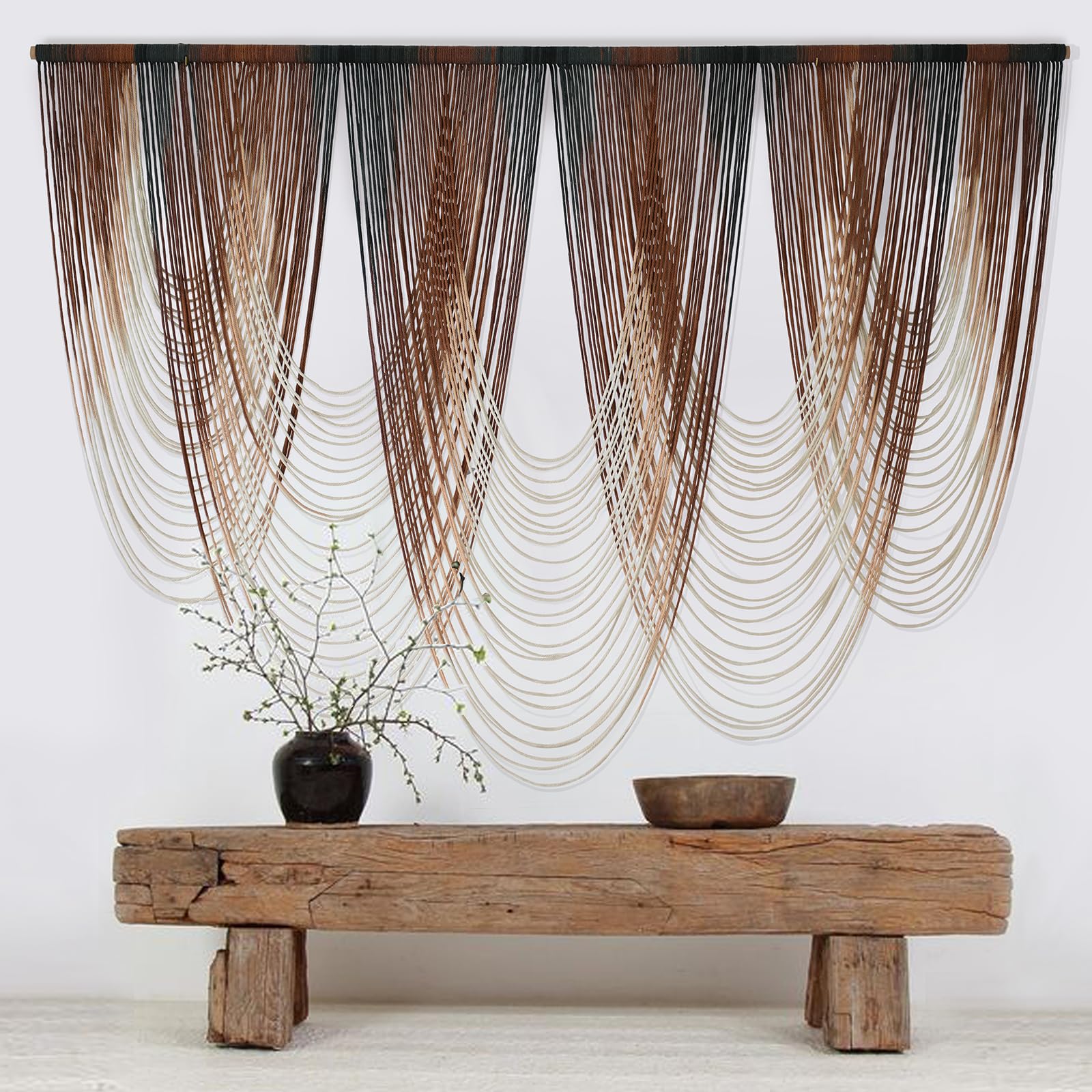 Macrame Wall Hanging Brown Dip-Dyed Large Macrame Wall Decor For Living Room