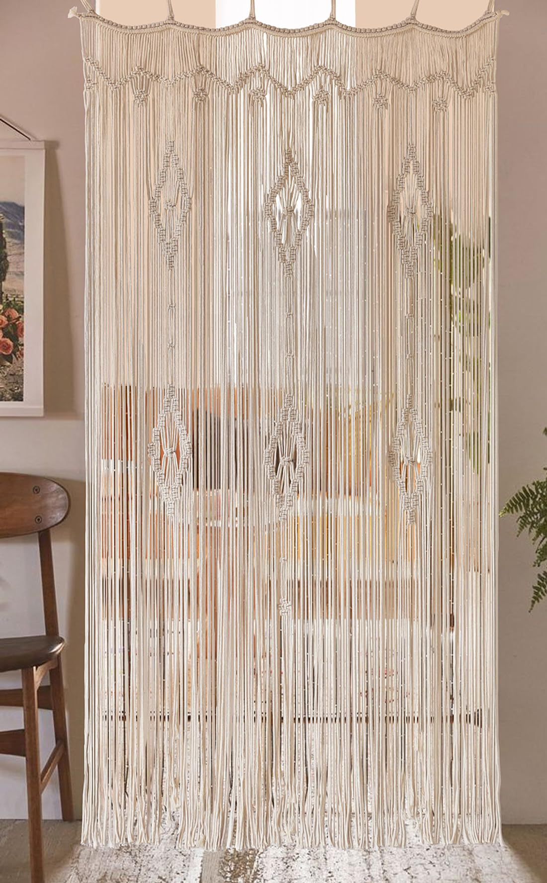 Macrame Curtain Long Cotton Window Curtain Panel Wedding Backdrop