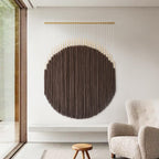Macrame Wall Hanging Brown Yarn Wall Decor Round Tassel Home Wall Art