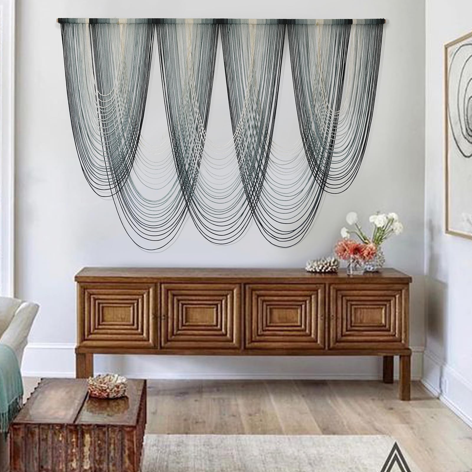 Large Macrame Wall Hanging Dip-Dyed Boho Wall Decor Craftsmanship Fiber Art